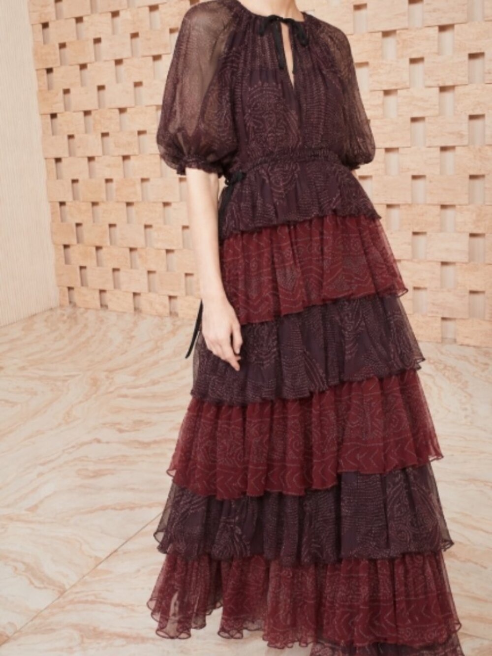 NWOT FALL 2022 ULLA JOHNSON Emi Silk Maxi Dress in Garnet M $1,195